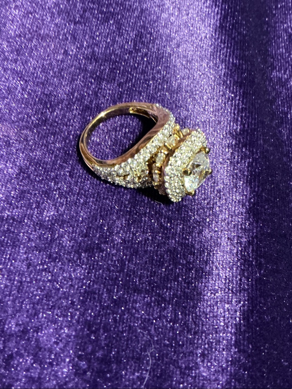 Gold-Tone Halo Cocktail Ring with Clear Stones - Women Jewelry